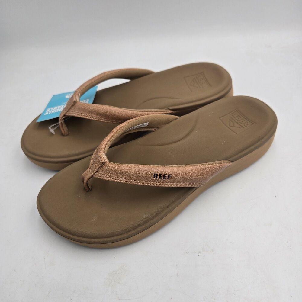Reef Cushion Cloud Flip Flops Women Size 6 Brown Comfort Sandals Lightweight NWT